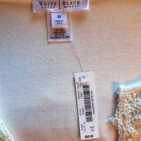 NWT WHITE HOUSE BLACK MARKET CROCHET LACE TOP - Picture 3 of 5